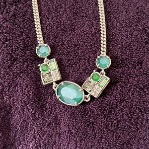 Silver Necklace with Blue and Green Gems